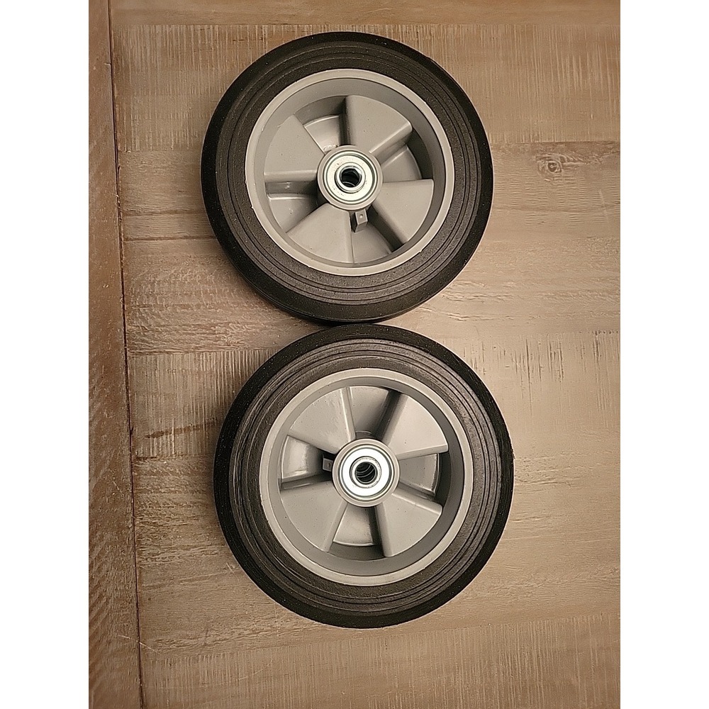 2 Pack 8 Inch Solid Rubber Replacement Wheels, Flat Free Hand Truck Tires 1/2 Ax